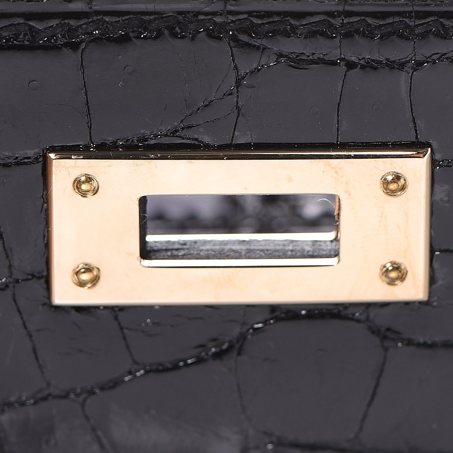 Hermes Shiny Niloticus Crocodile Kelly Cut Pochette Black 12 of 24