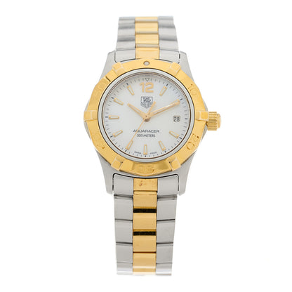 Tag Heuer Stainless Steel 18K Yellow Gold Mother of Pearl 27mm Aquaracer Quartz Watch WAF1424 1 of 4