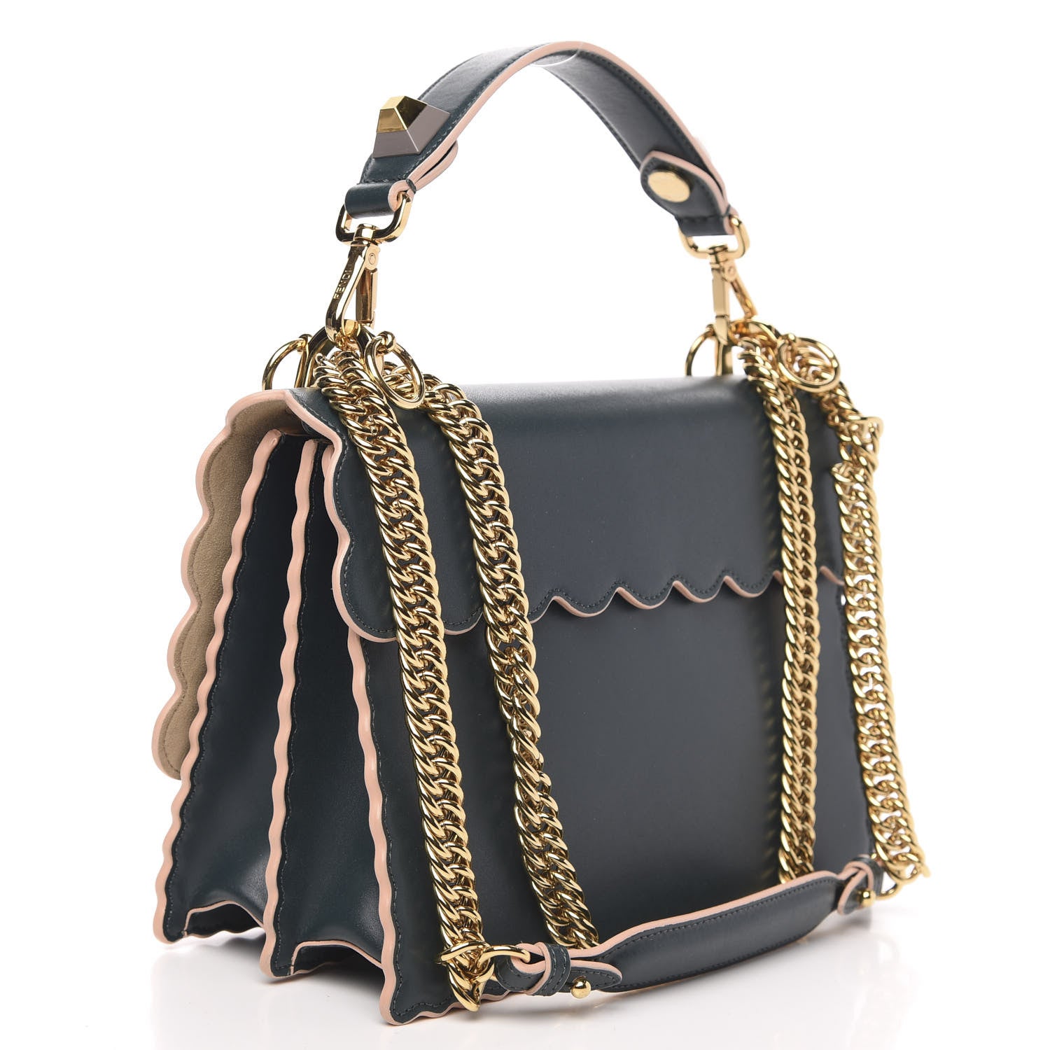 Fendi Vitello Liberty Scalloped Studded Kan I Shoulder Bag Amazzonia 3 of 10