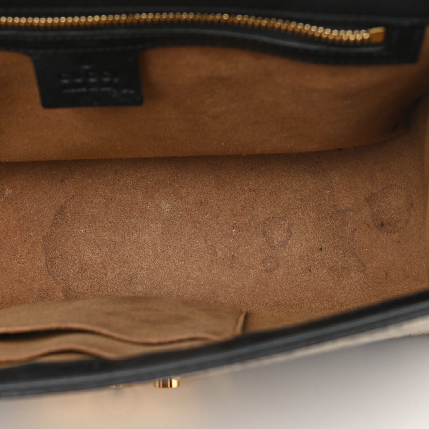 GG Supreme Monogram Calfskin Medium Padlock Shoulder Bag Beige Black Cuir