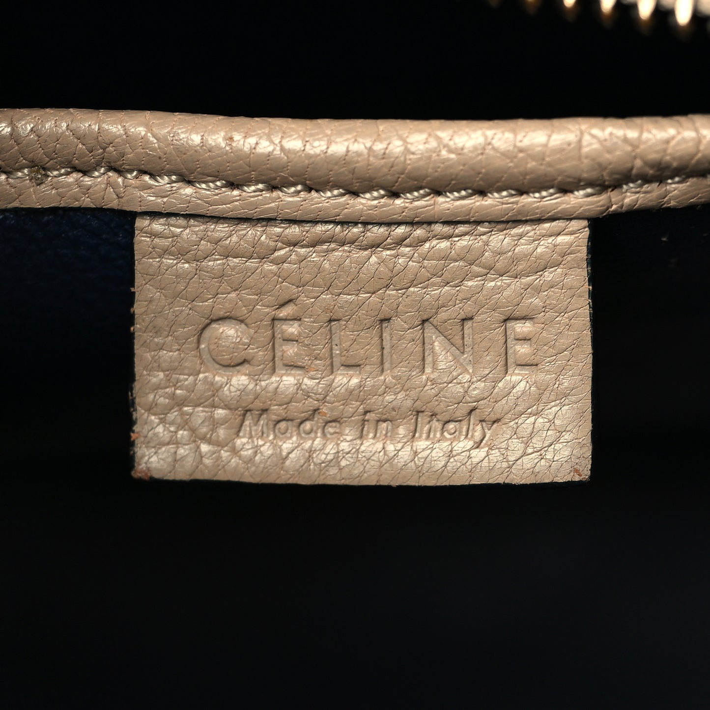 Drummed Calfskin Bi-Color Nano Luggage Navy Dune