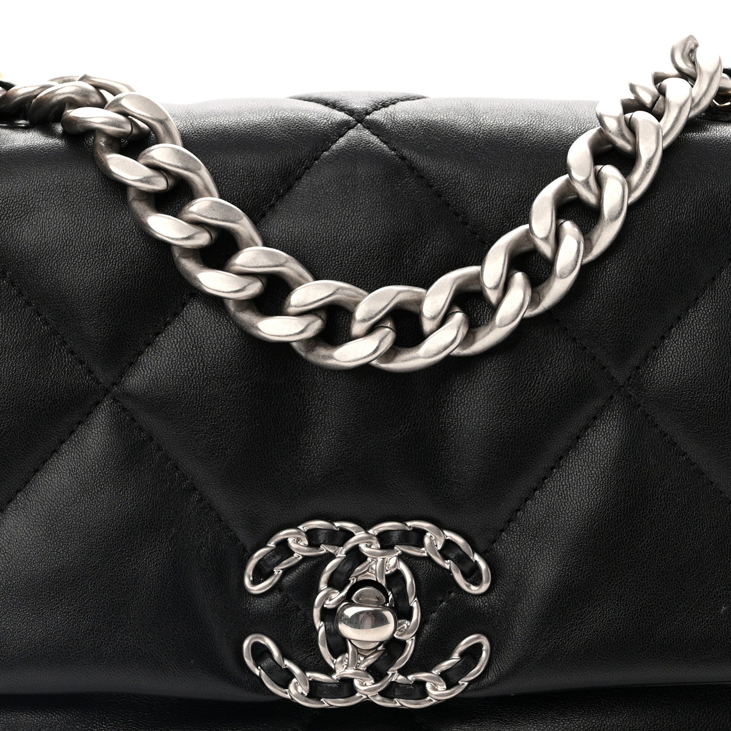 Chanel Goatskin Quilted Medium 19 Flap Black 8 of 10