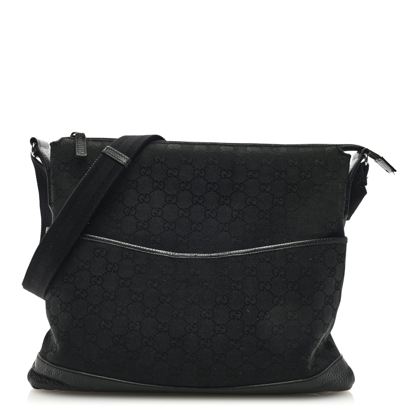 Nylon Monogram Medium Flat Messenger Bag Black