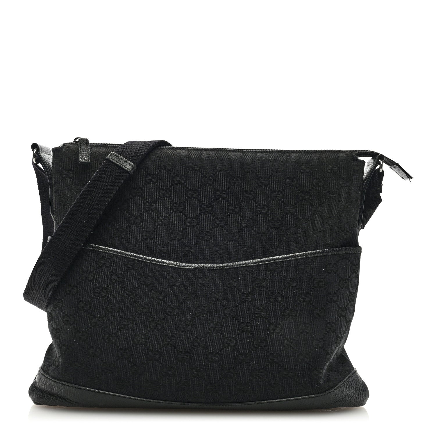 Gucci Nylon Monogram Medium Flat Messenger Bag Black 1 of 8