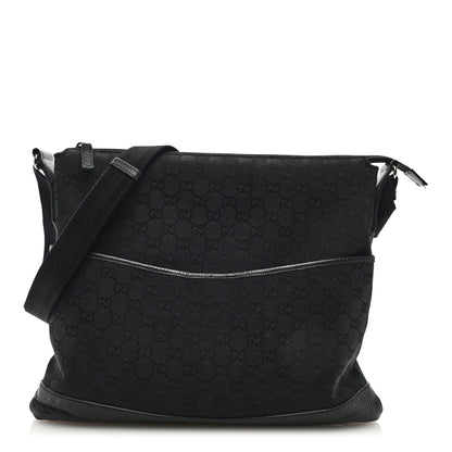 Gucci Nylon Monogram Medium Flat Messenger Bag Black 1 of 8