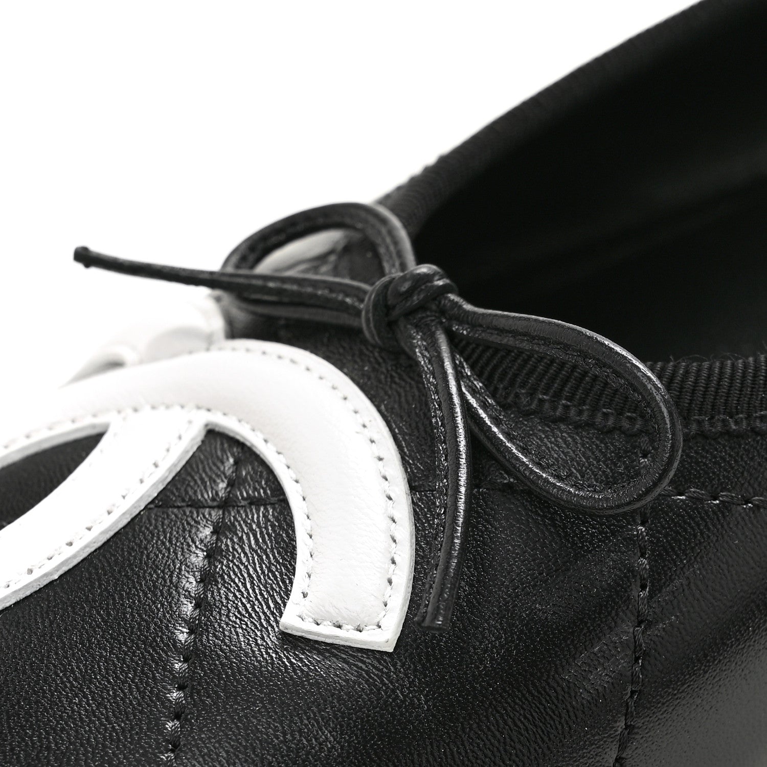 Chanel Lambskin Quilted CC Cambon Ballet Flats 36 Black White 10 of 11