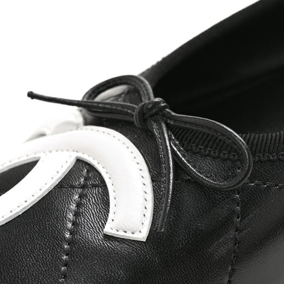 Chanel Lambskin Quilted CC Cambon Ballet Flats 36 Black White 10 of 11