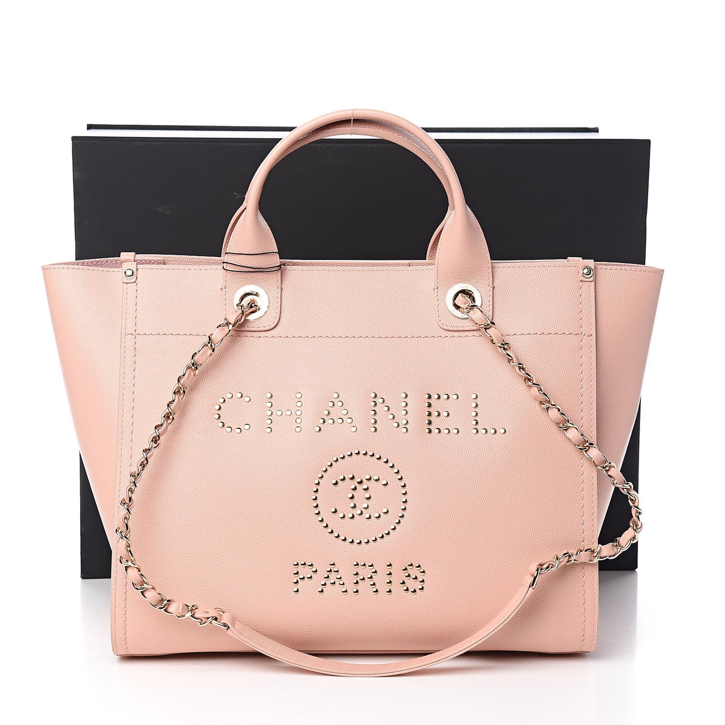 Caviar Small Studded Deauville Tote Light Pink