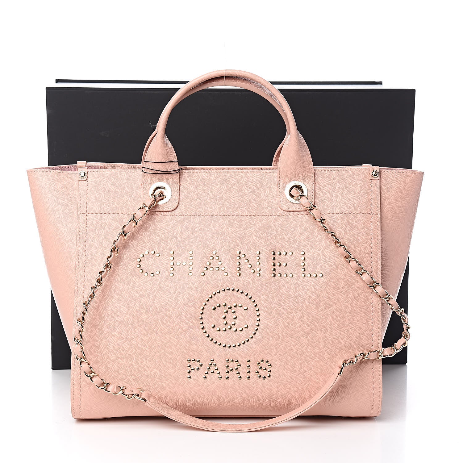 Chanel Caviar Small Studded Deauville Tote Light Pink 11 of 11