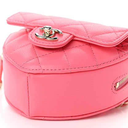 Chanel Lambskin Quilted CC In Love Heart Waist Belt Bag With Chain Pink 6 of 11