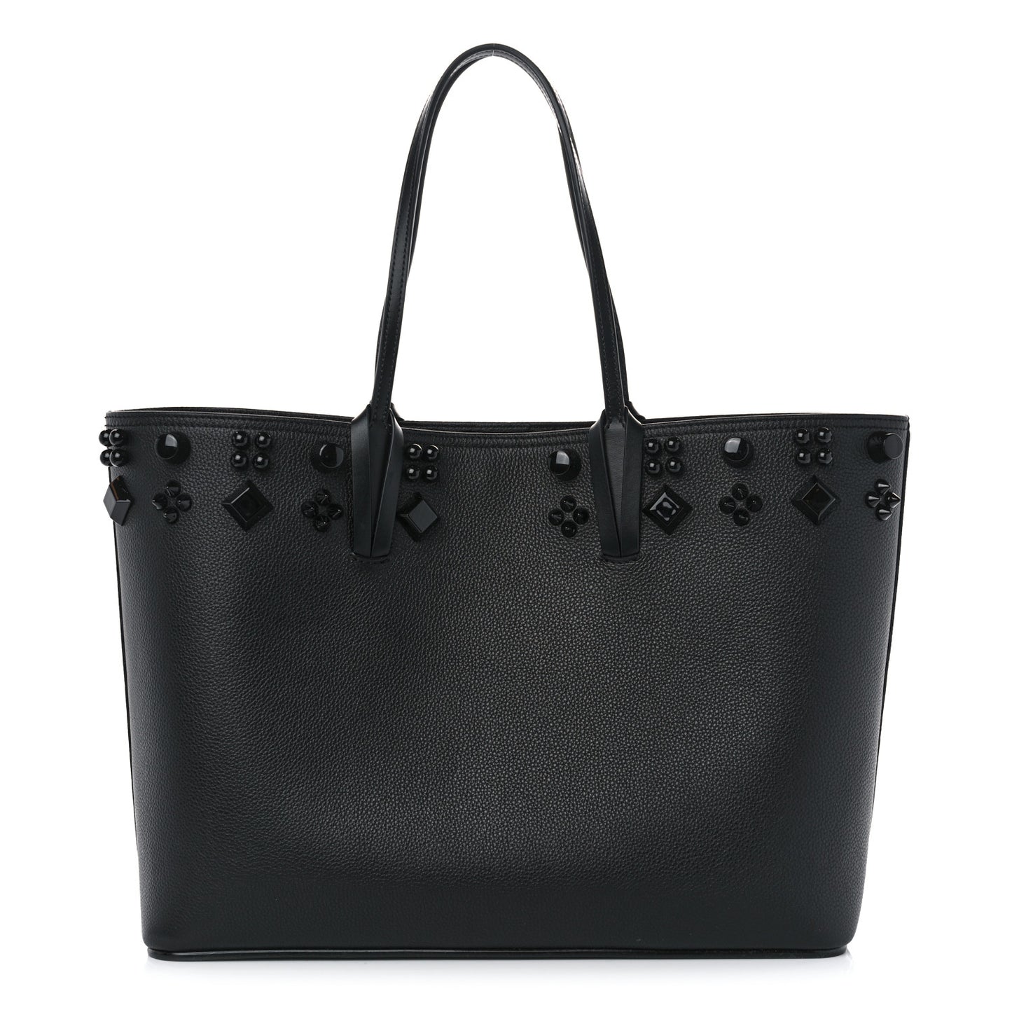 Calfskin Empire Spike Studded East West Cabata Tote Black