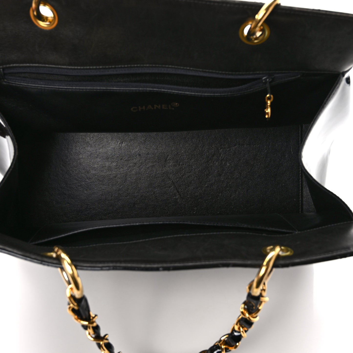 Patent Quilted Grand Shopping Tote GST Black