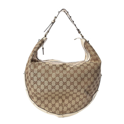 Gucci Monogram Large Biba Studded Hobo Off White 1 of 9