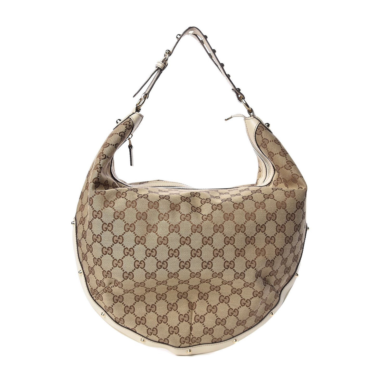 Monogram Large Biba Studded Hobo Off White