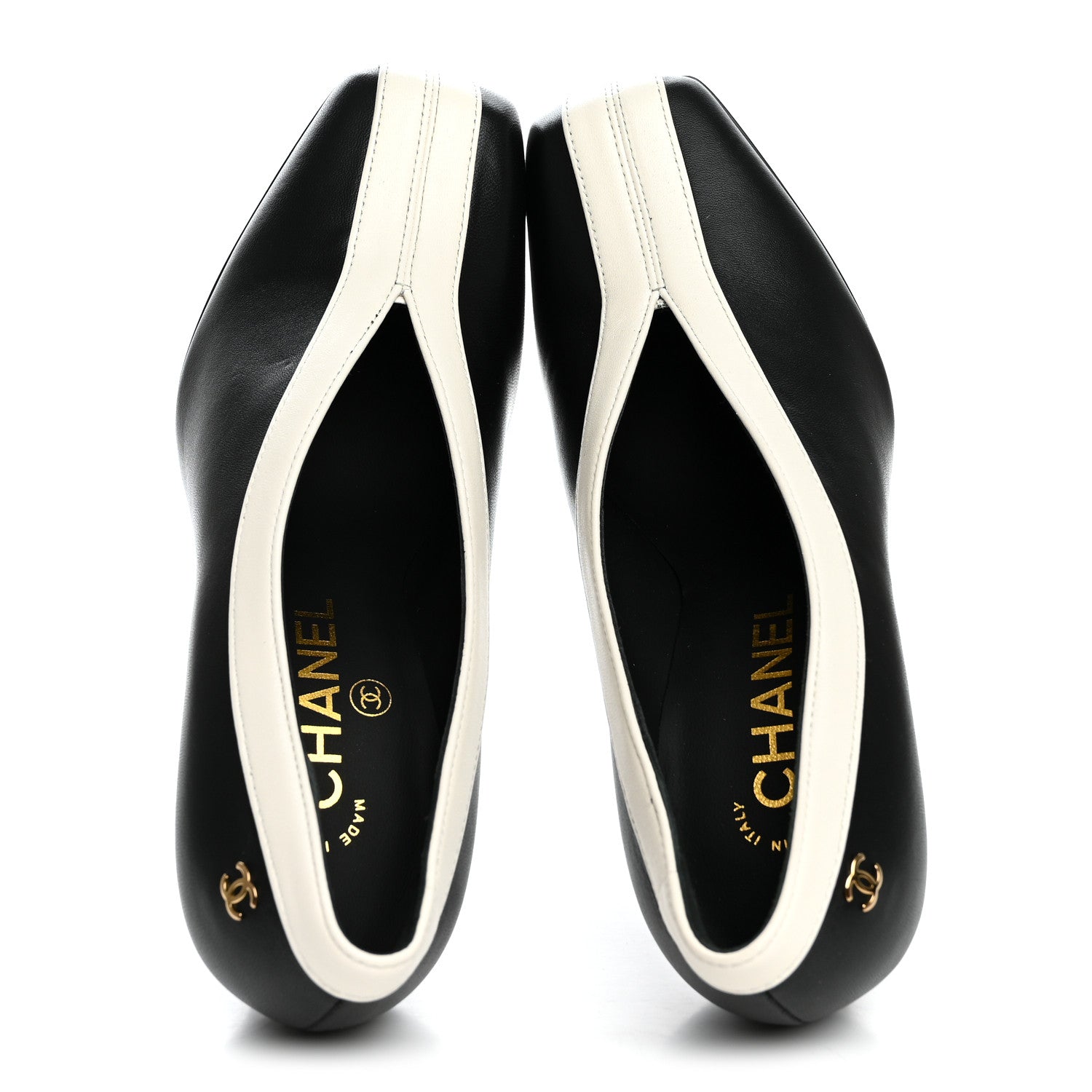 Chanel Lambskin Pumps 35.5 Black Ivory 2 of 10