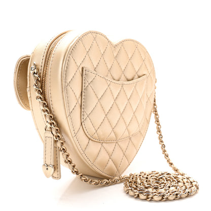 Chanel Metallic Lambskin Quilted CC In Love Heart Bag Gold 3 of 11