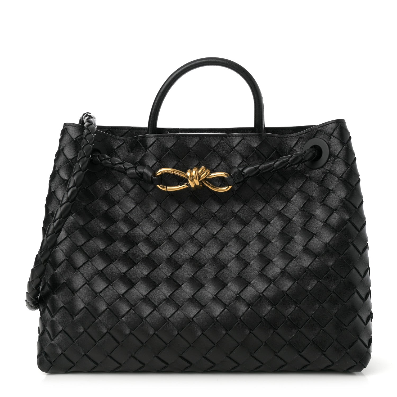 Bottega Veneta Nappa Intrecciato Medium Andiamo Shoulder Bag Black 1 of 9