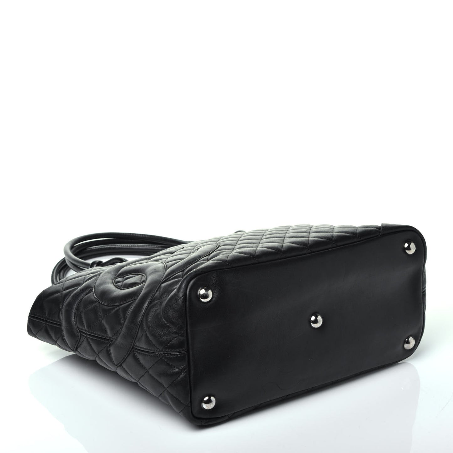 Calfskin Quilted Large Cambon Tote Black