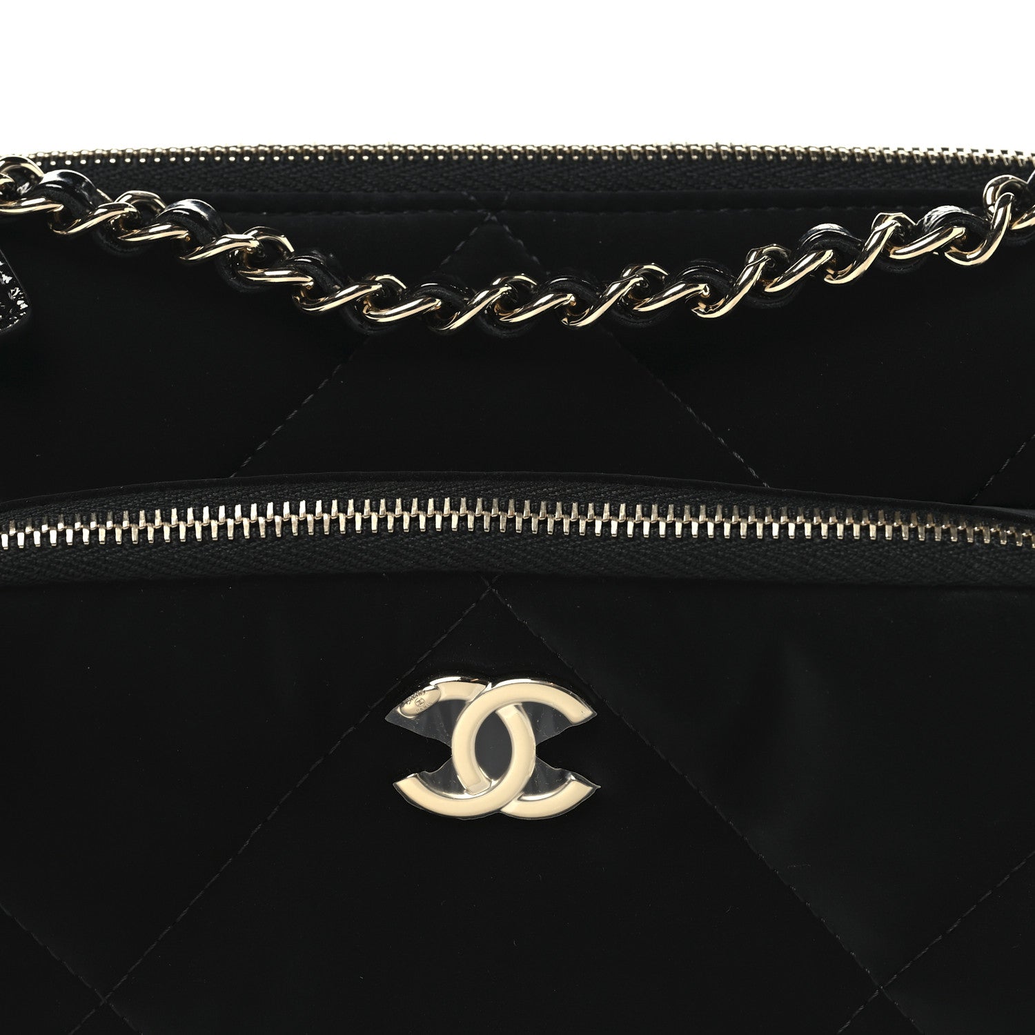 Chanel Velvet Effect Nylon Shiny Crumpled Calfskin Quilted Chanel 25 Clutch With Chain Black 8 of 12