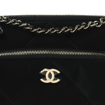 Chanel Velvet Effect Nylon Shiny Crumpled Calfskin Quilted Chanel 25 Clutch With Chain Black 8 of 12