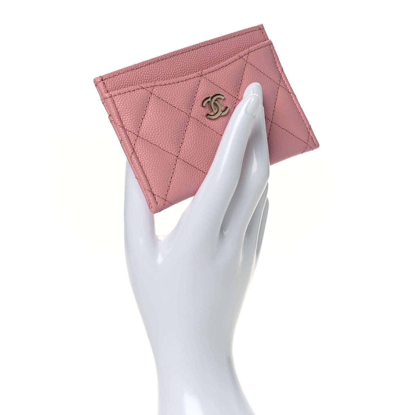 Caviar Quilted Card Holder Pink