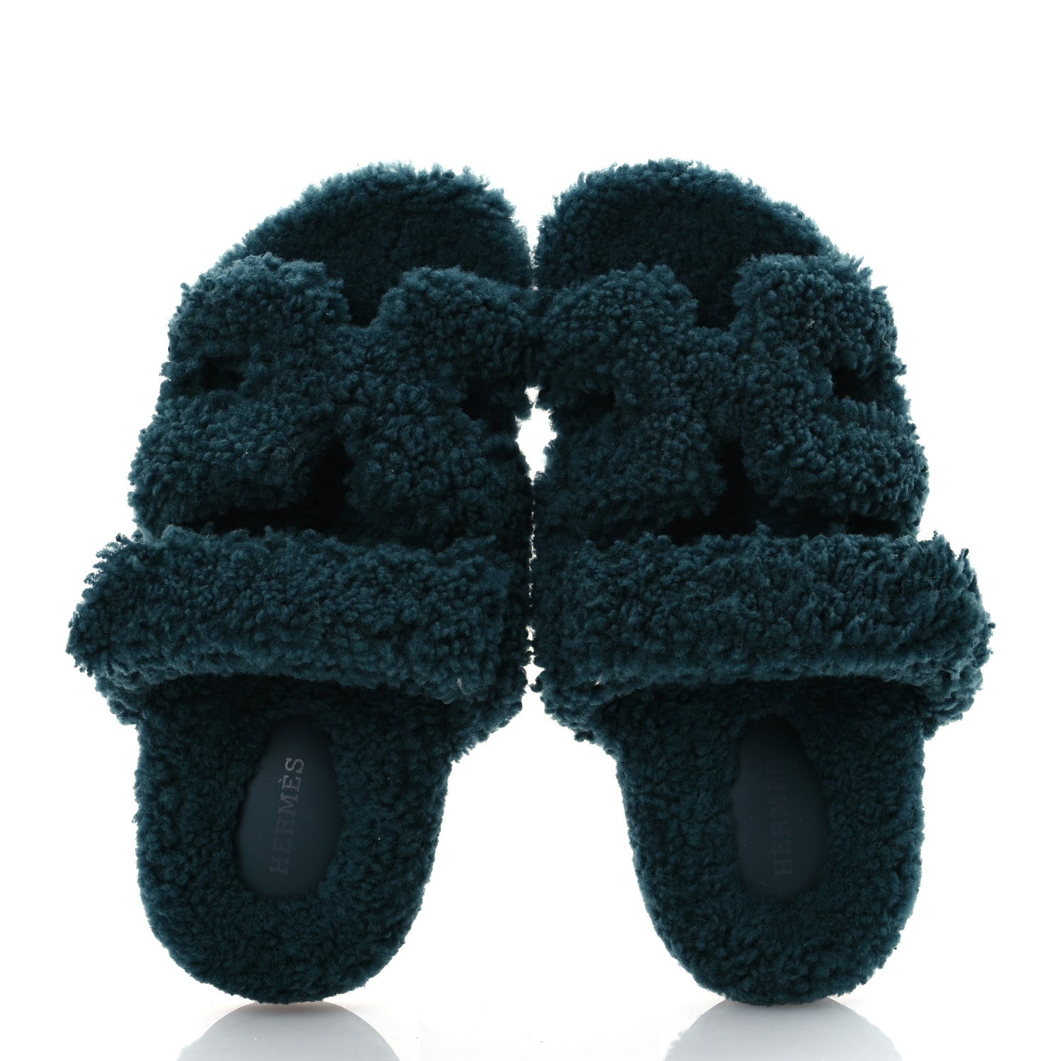 Hermes Woolskin Womens Chypre Sandals 37 Vert Anglais 2 of 12