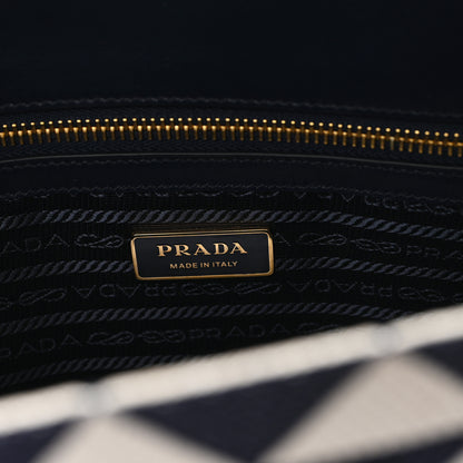Prada Jacquard Saffiano Triangolo Symbole Embroidered Large Tote Baltico Talco 5 of 9