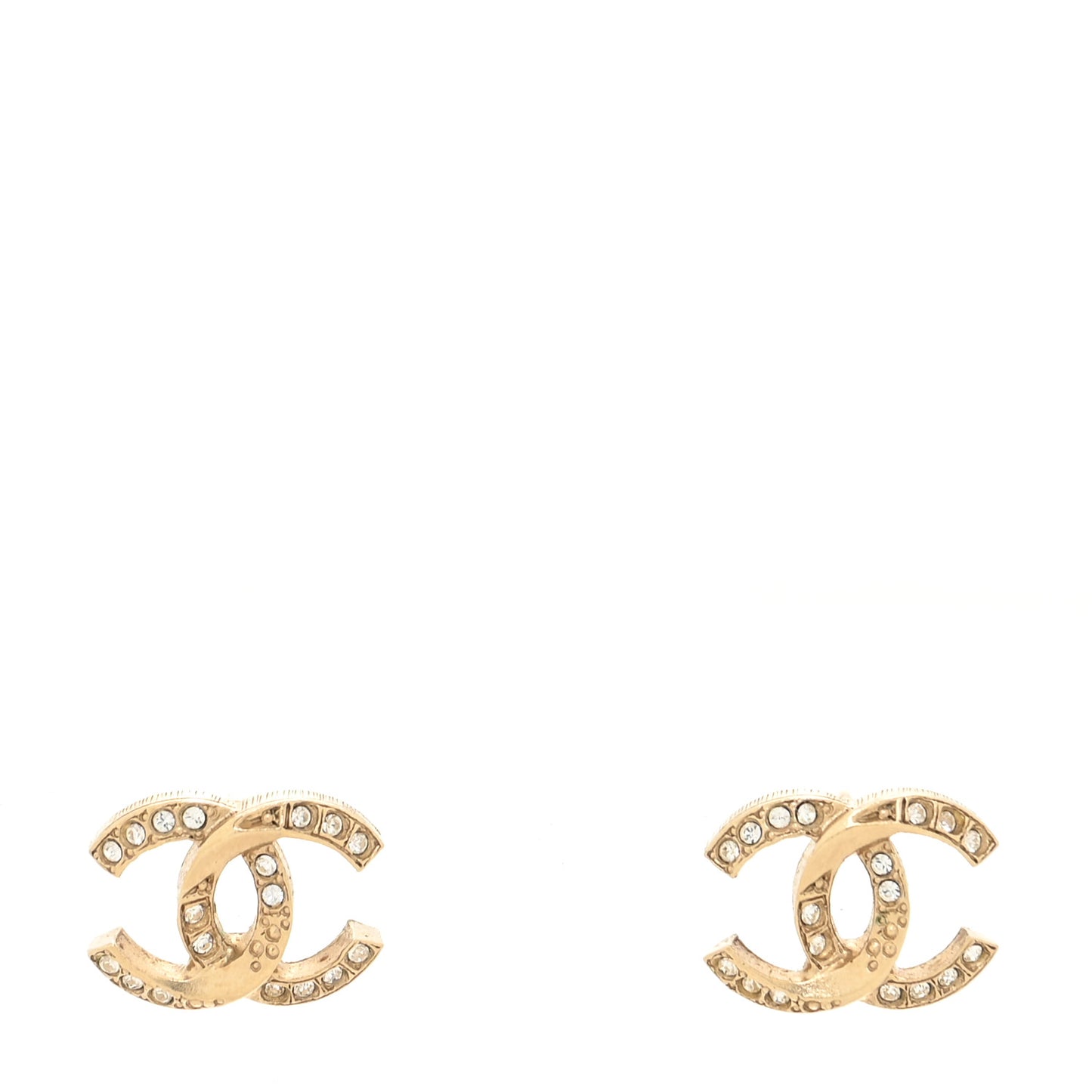 Crystal Textured CC Earrings Gold