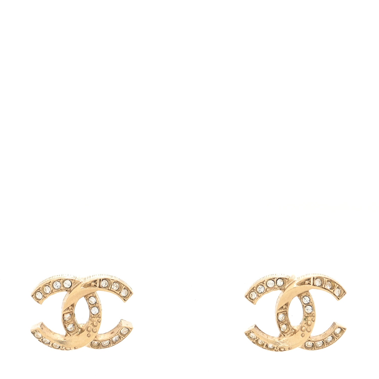 Chanel Crystal Textured CC Earrings Gold 1 of 4