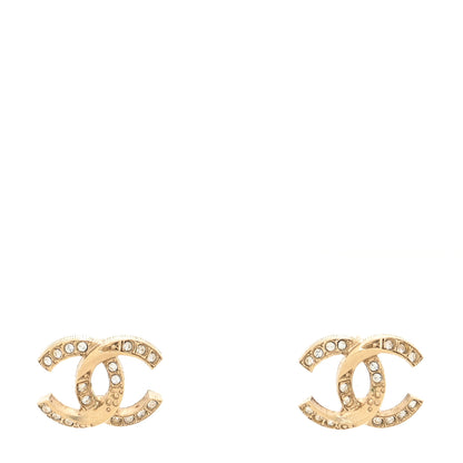 Chanel Crystal Textured CC Earrings Gold 1 of 4
