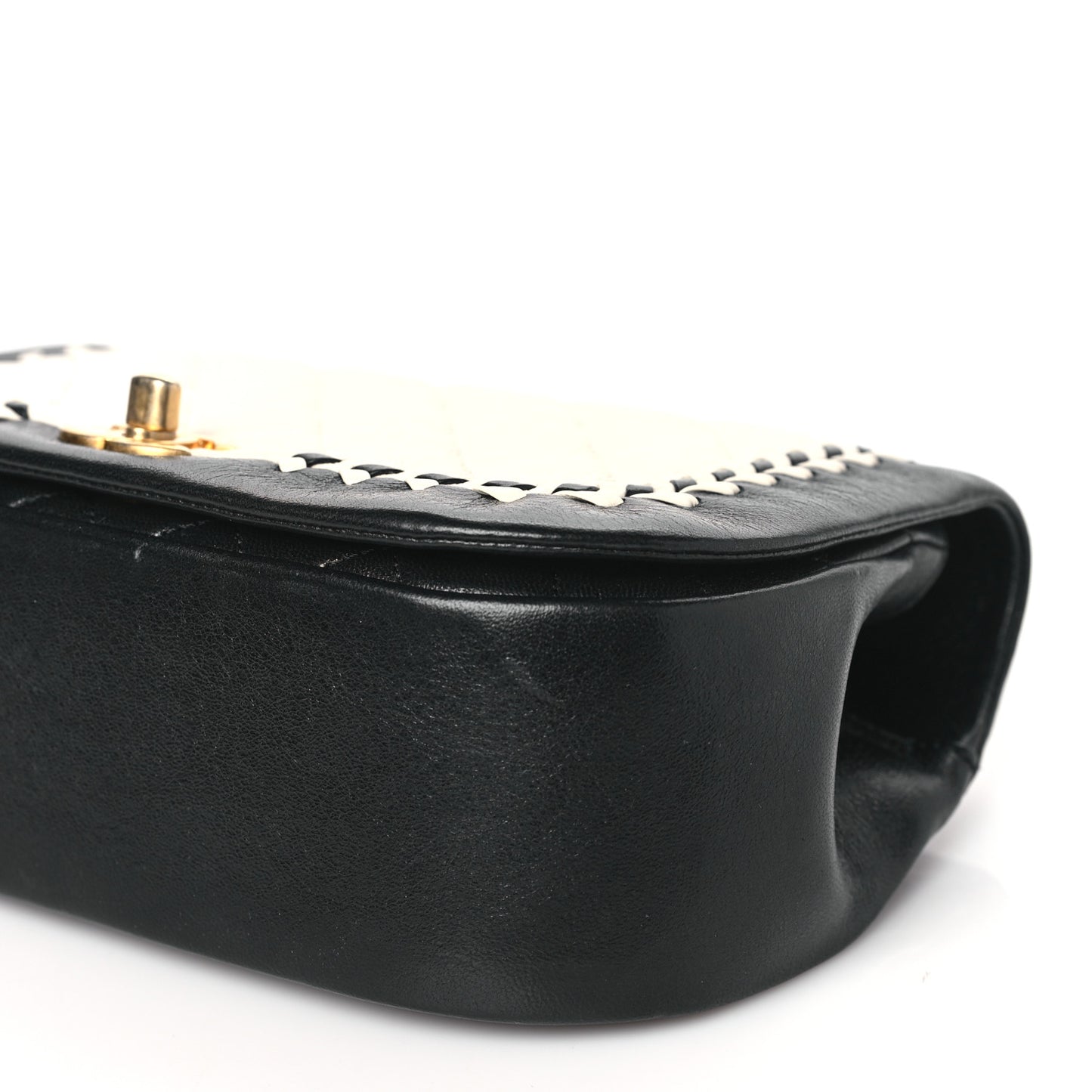 Calfskin Braided Flap White Black
