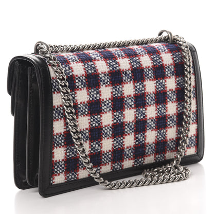 Gucci Vintage Tweed Check Small Dionysus Shoulder Bag White Hibiscus Red Marine 3 of 11