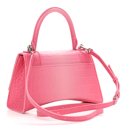 Balenciaga Calfskin Crocodile Embossed Degrade Small Hourglass Top Handle Bag Sweet Pink 3 of 10