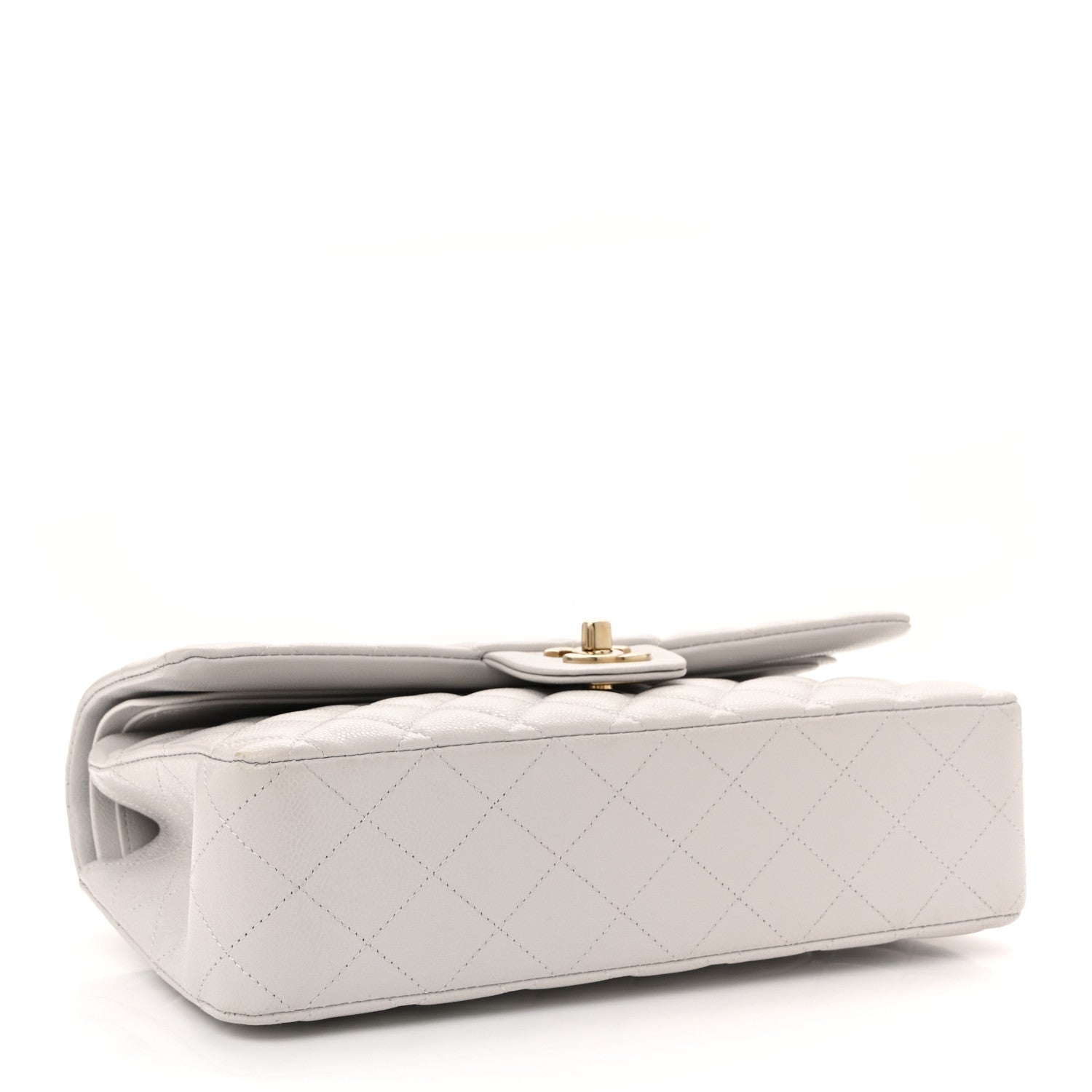 Chanel Caviar Quilted Medium Double Flap Light Grey 3 of 11
