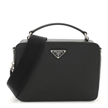 Prada Saffiano Travel Medium Brique Crossbody Bag Black 1 of 10