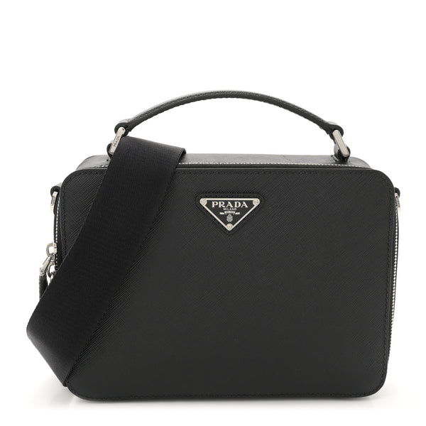 Prada Saffiano Travel Medium Brique Crossbody Bag Black 1581635