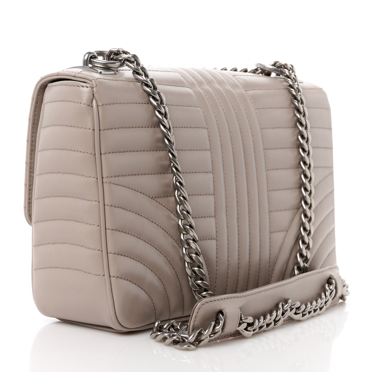 Soft Calfskin Impunture Diagramme Large Chain Flap Shoulder Bag Pomice