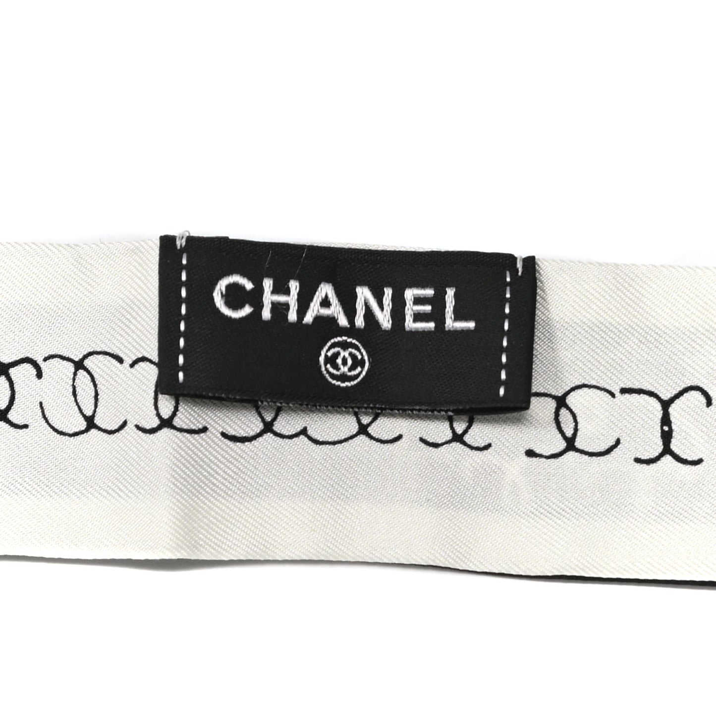 Silk CC Bandeau Scarf Black White