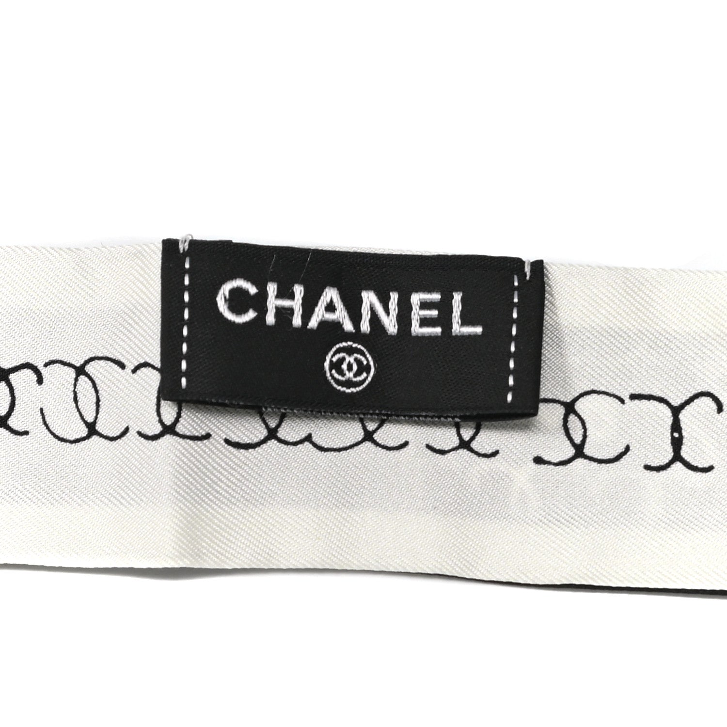 Chanel Silk CC Bandeau Scarf Black White 3 of 5