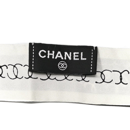 Chanel Silk CC Bandeau Scarf Black White 3 of 5