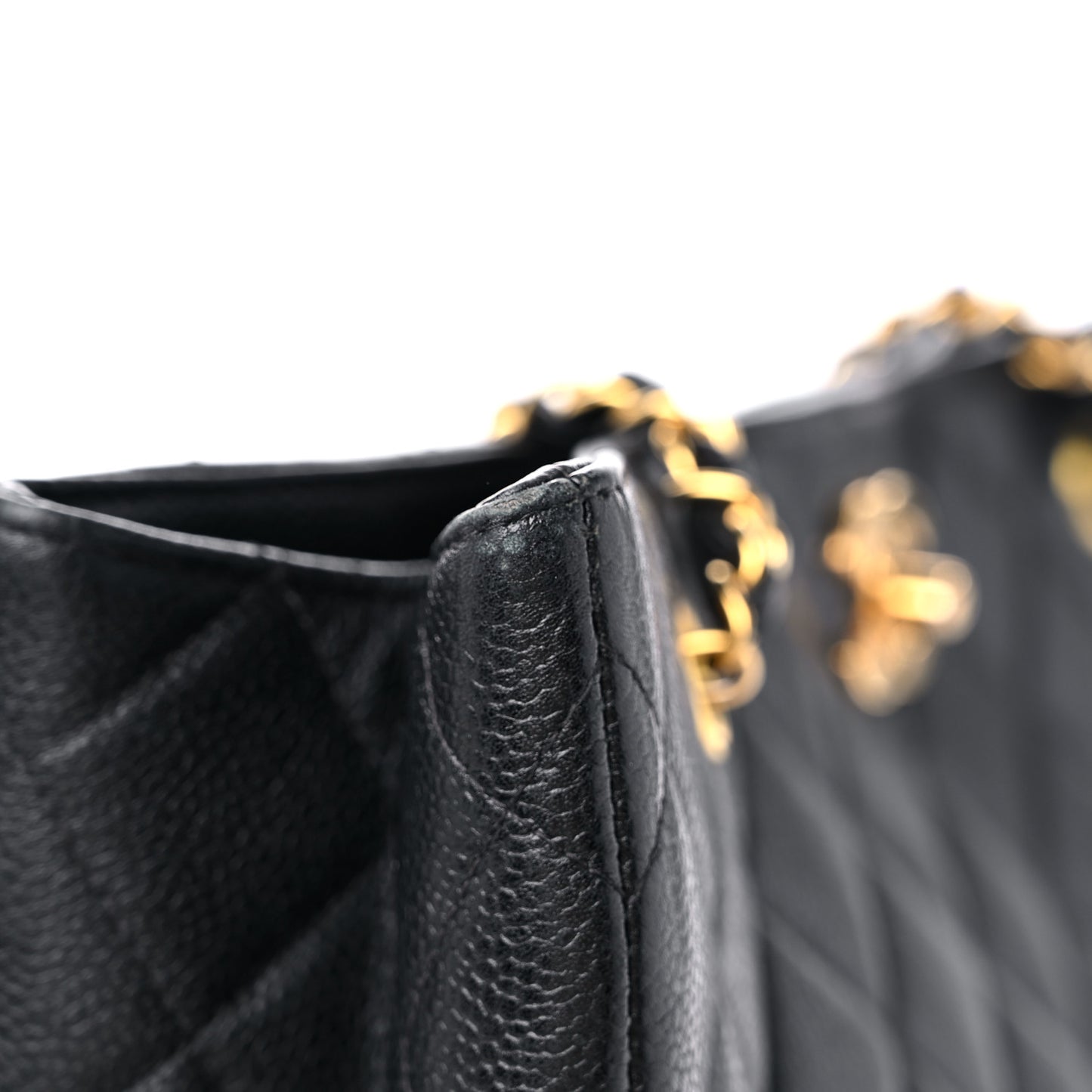 Caviar Quilted Shopping Tote Black