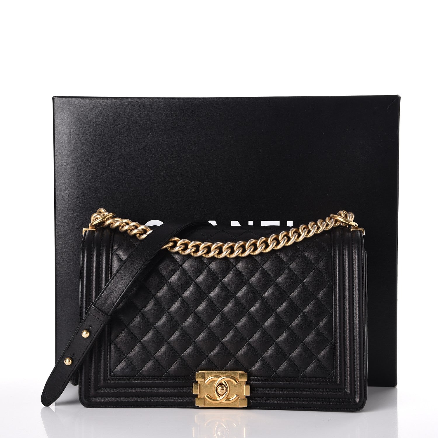 Chanel Calfskin Quilted New Medium Boy Flap Black 9 of 9