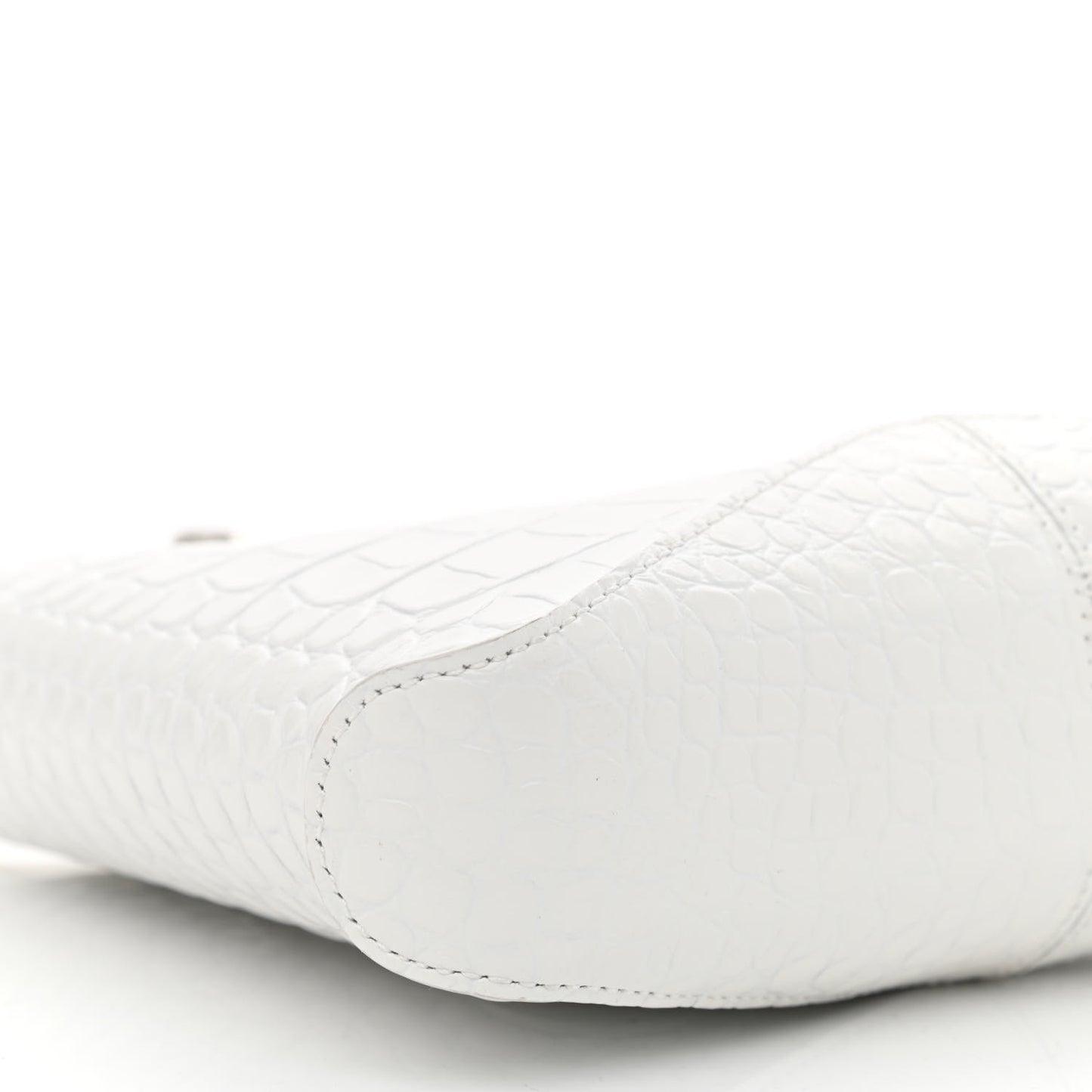 Shiny Super Supple Calfskin Crocodile Embossed Small XX Bag Optic White