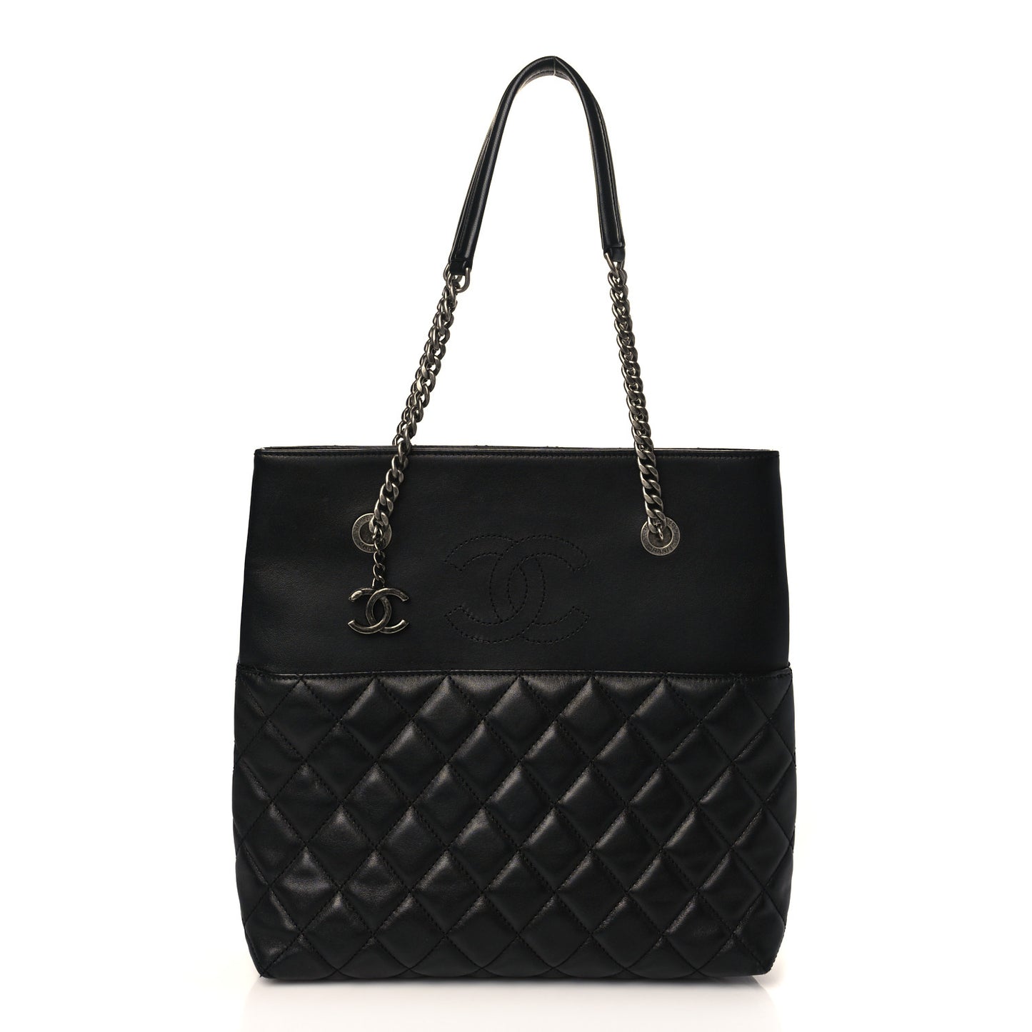 Lambskin Quilted Small Urban Delight Tote Black Blue