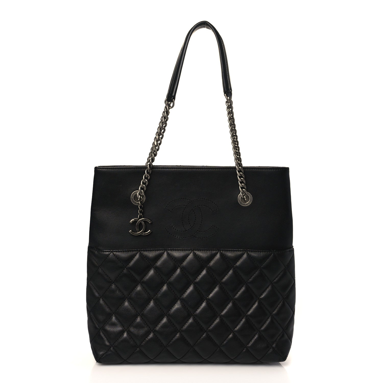 Chanel Lambskin Quilted Small Urban Delight Tote Black Blue 1 of 8