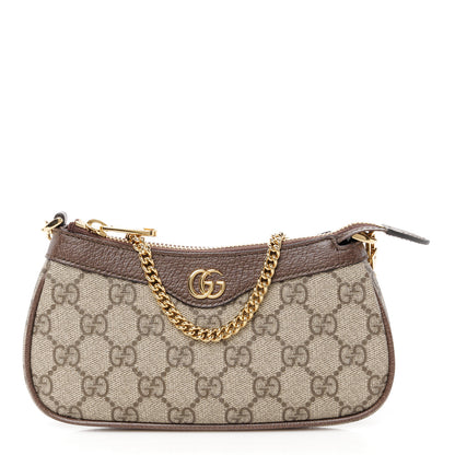 Gucci GG Supreme Monogram Textured Dollar Calfskin Mini Ophidia Chain Bag Beige Ebony 1 of 10