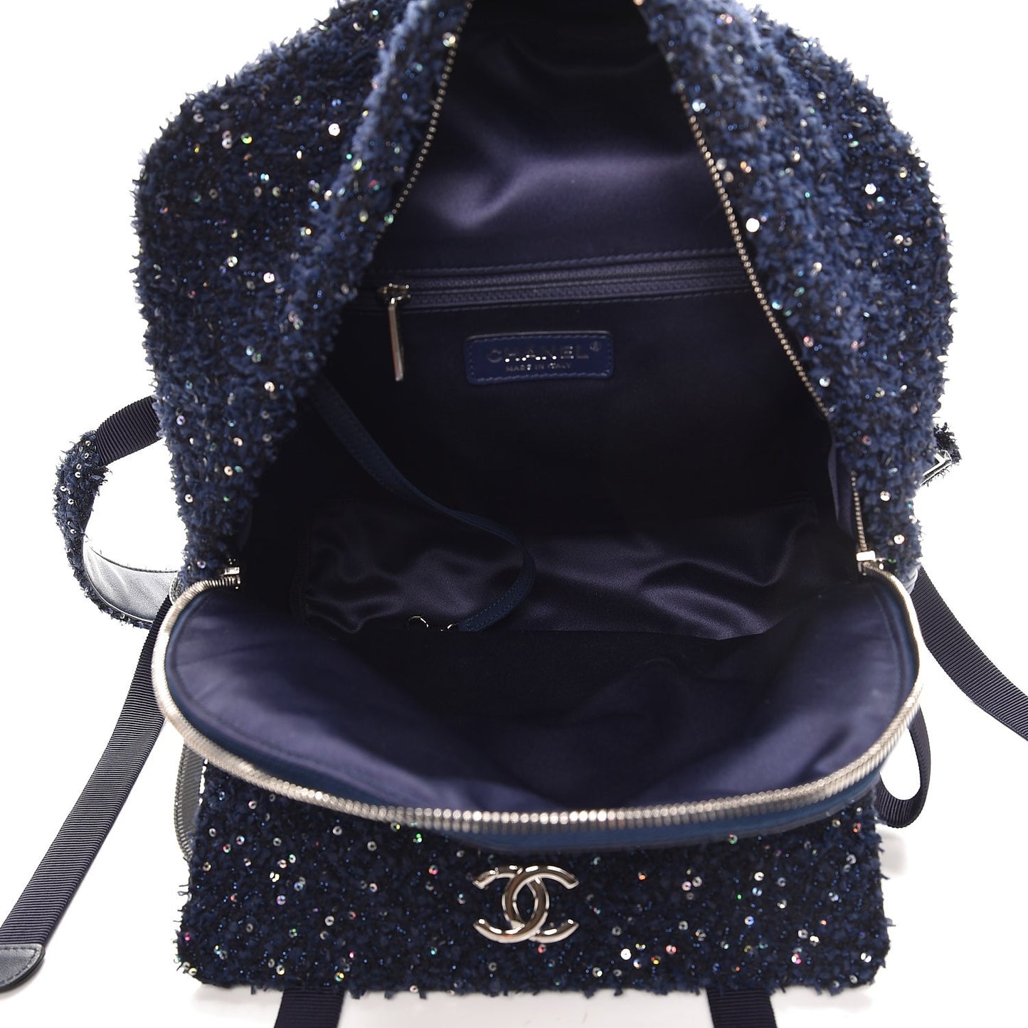 Tweed Nylon Quilted Astronaut Essentials Backpack Navy