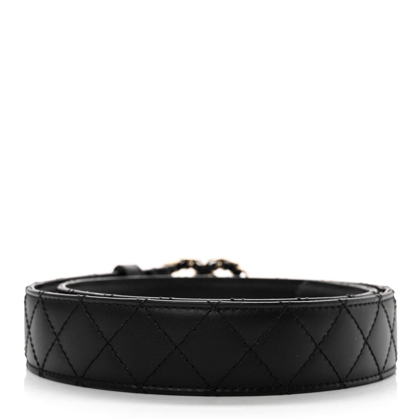 Lambskin Quilted CC Chain Belt 75 30 Black