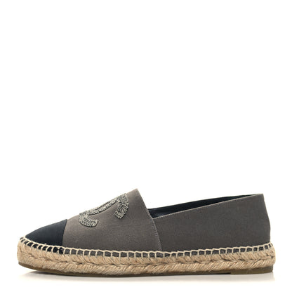 Chanel Canvas Grosgrain CC Espadrilles 40 Grey 1 of 9