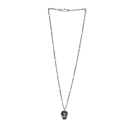 Gucci Metal Swarovski Crystal Lion Head Necklace Silver Blue 3 of 5